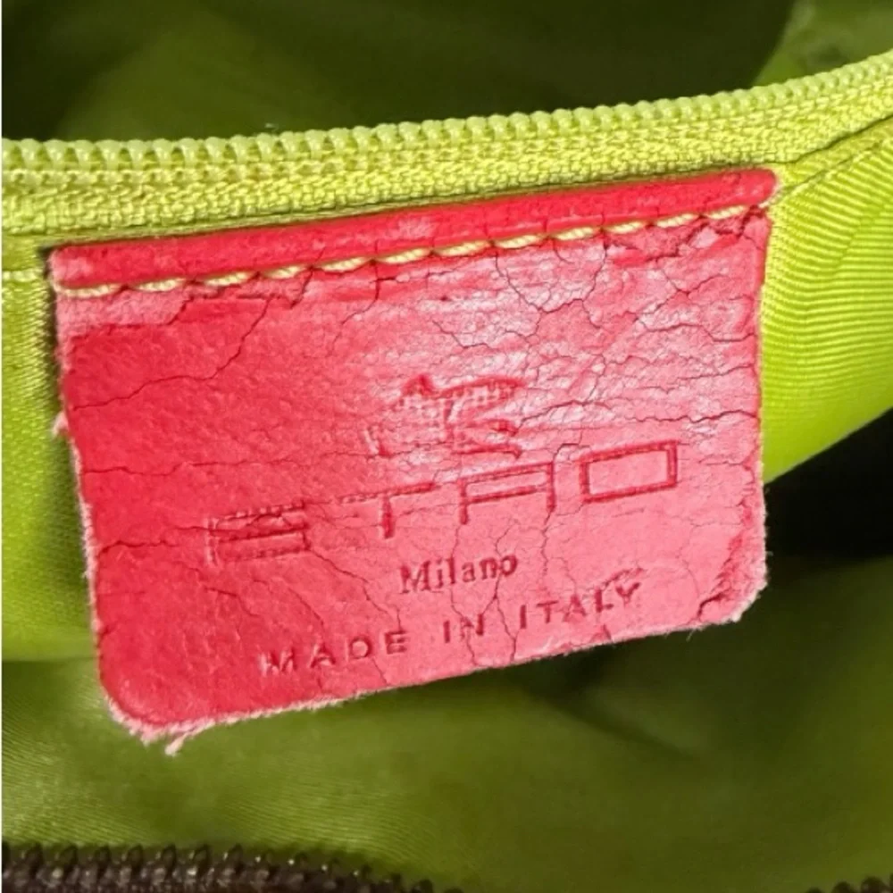 Vintage ETRO Paisley Leather Satchel Bag Made in Italy Boho Designer Handbag